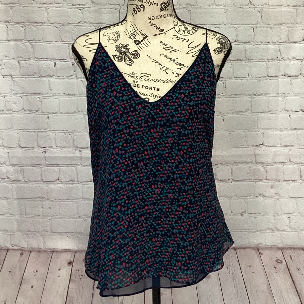 406. Chelsea 28 Spaghetti Strap Blue Turquoise & Magenta Dressy Tank EUC Size M